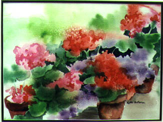 "Pots of Geraniums" (2000, Kathi Butorac)